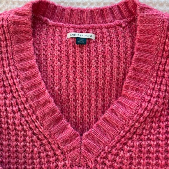 Oversized Hot Pink Off The Shoulder Chunky Knit Sweater Size M - Picture 7 of 10